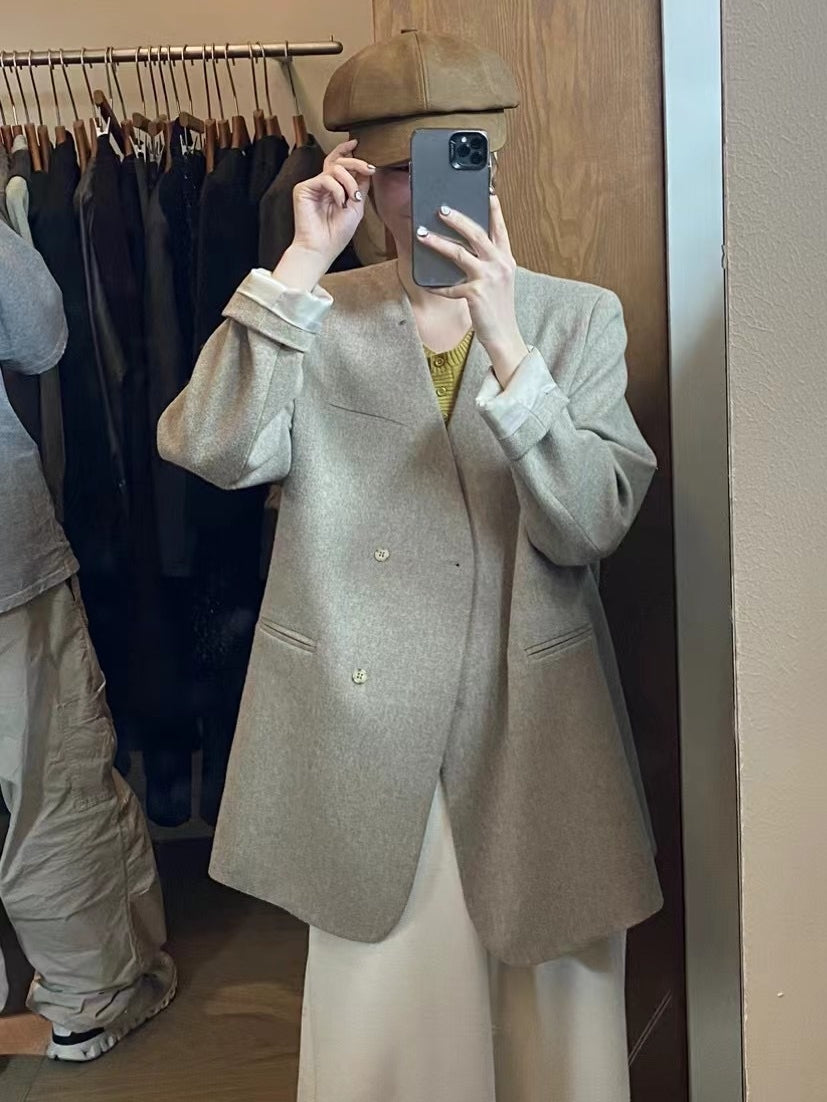 Loose-Fitting Collarless Jacket_BDHL7148