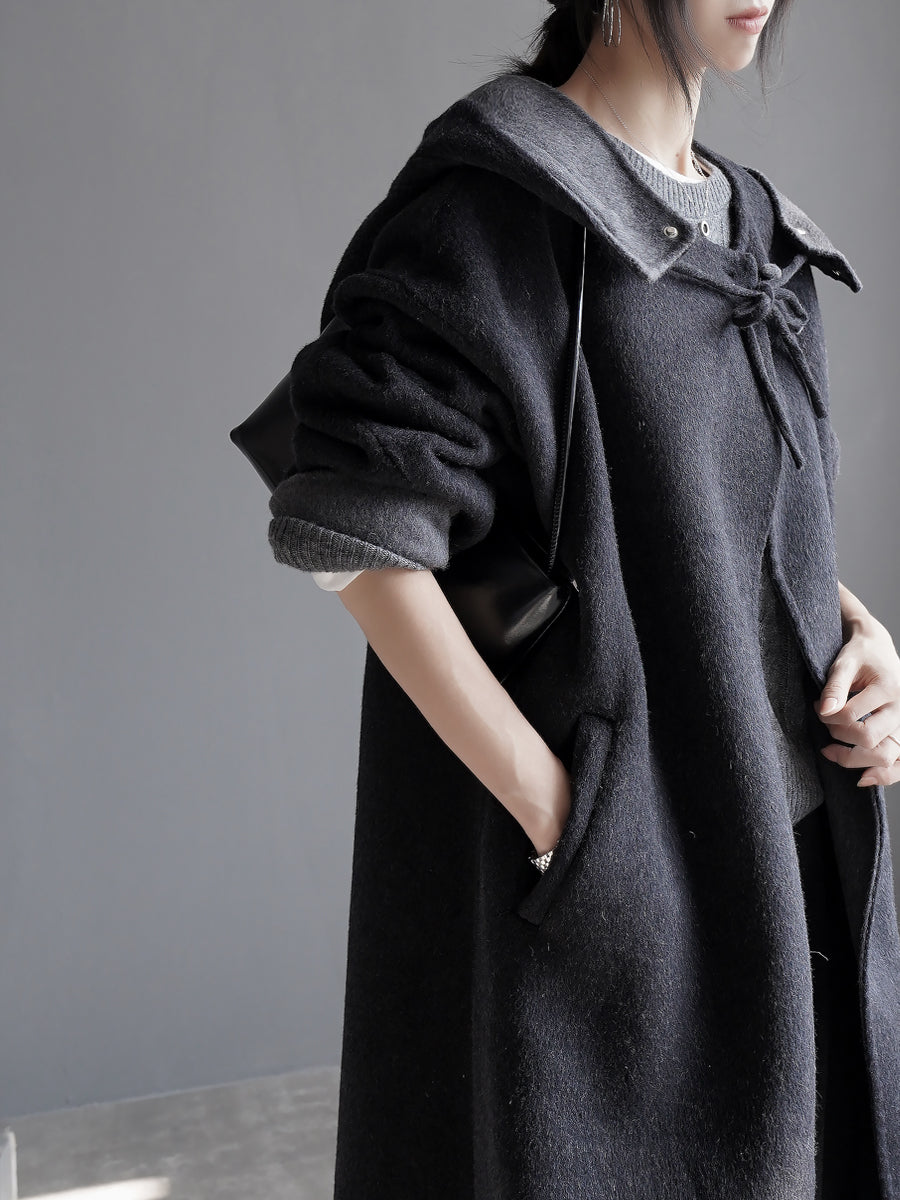 Hooded Relaxed Fit Long Coat_BDHL7926