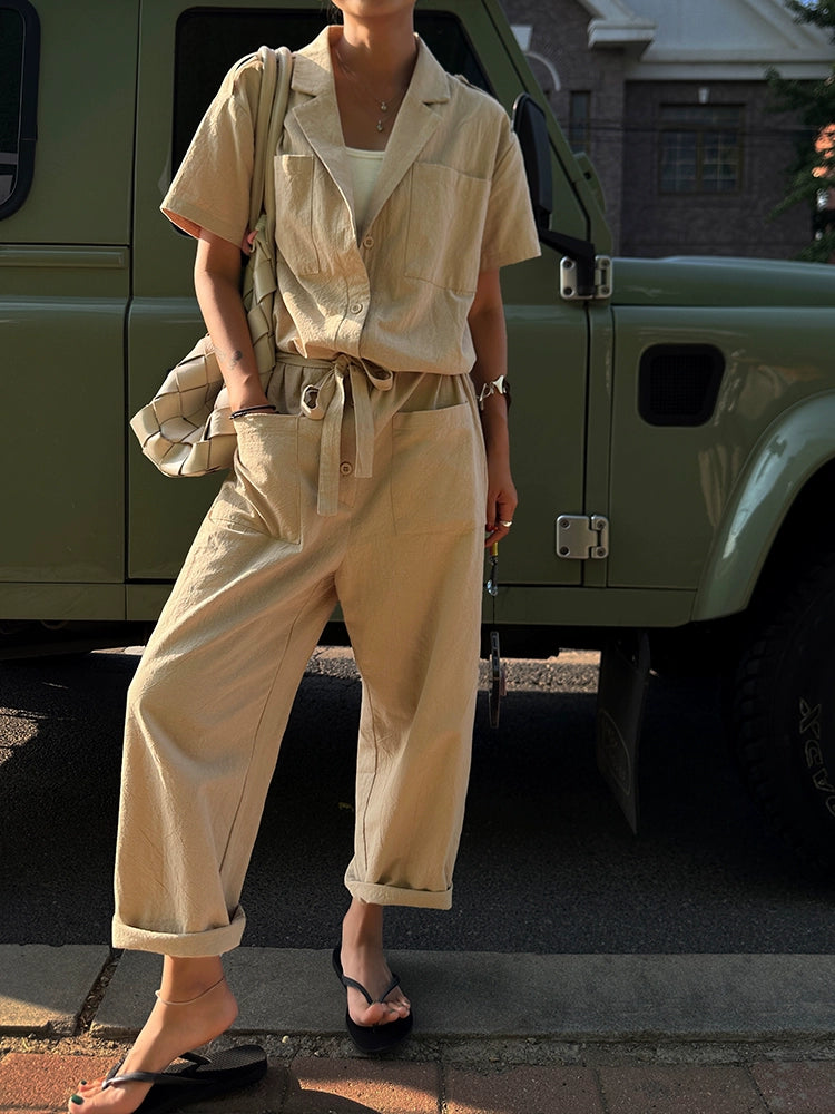 Short Sleeve Cargo Strap Jumpsuit_BDHL6263