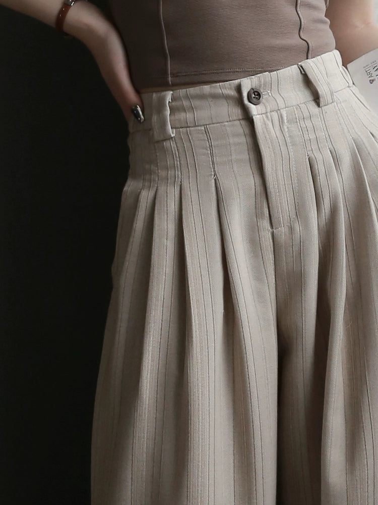 Three-Dimensional Striped Drape Wide-leg Pants_BDHL7286