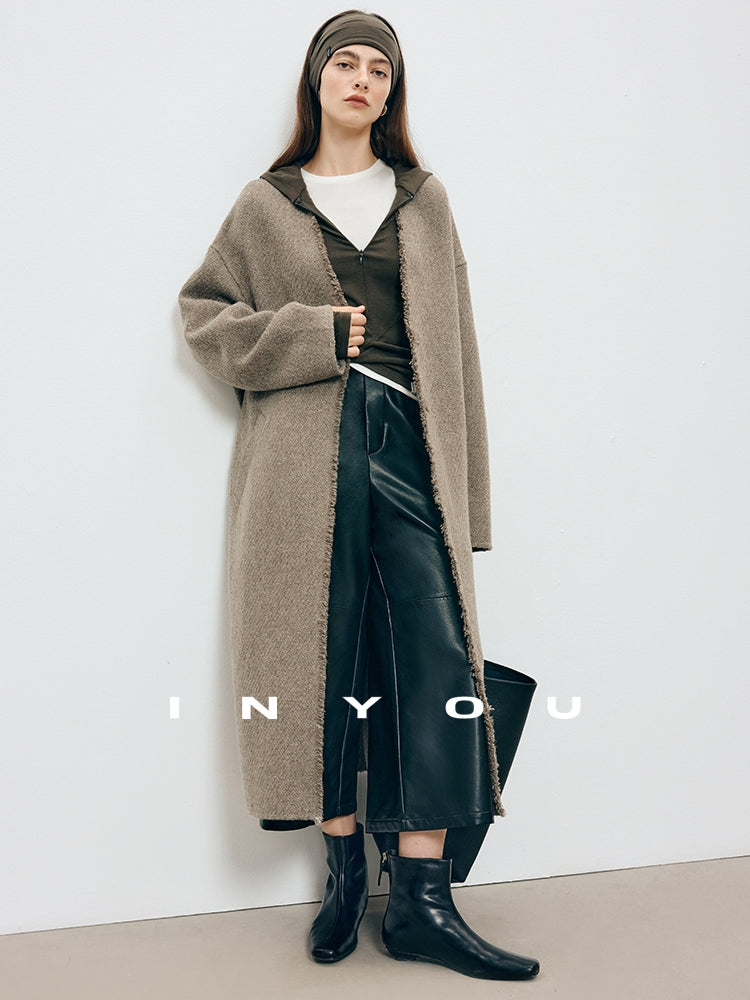 Collarless Fluffy Long Coat_BDHL7909