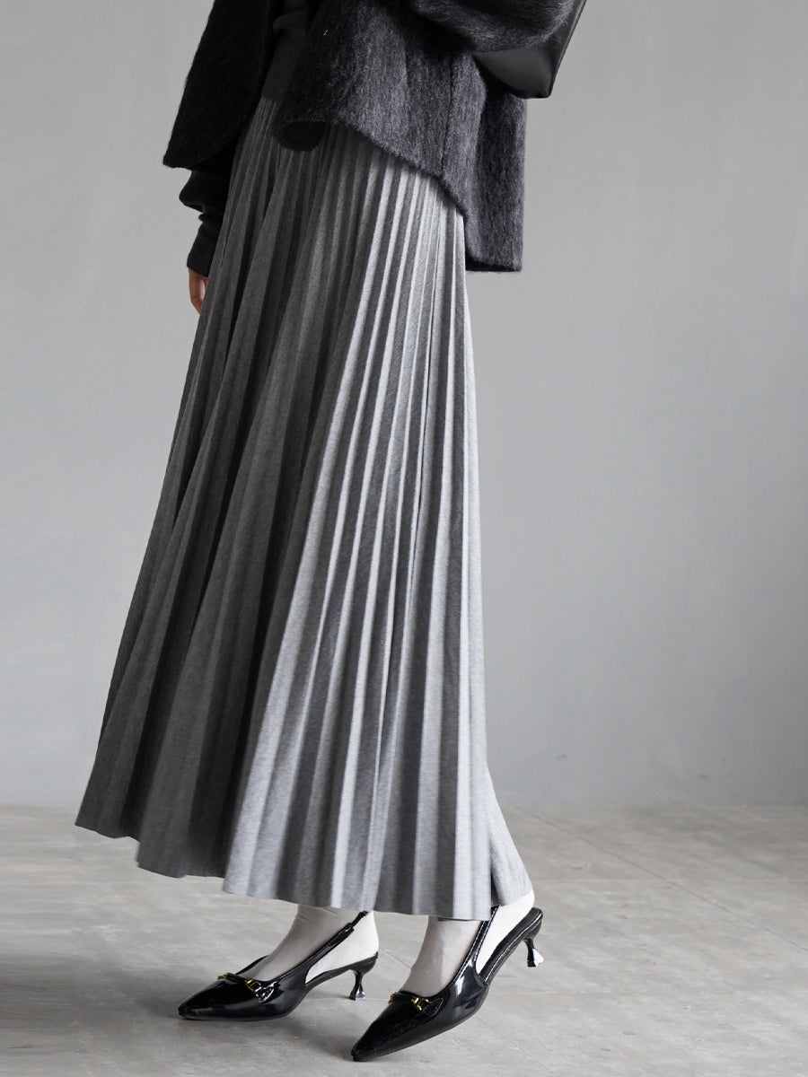 High-Waisted Pleated Maxi Skirt_BDHL7931