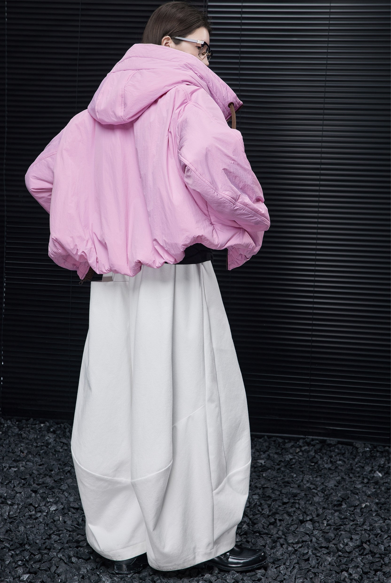 粉紅色撞色連帽夾克_BDHL8070