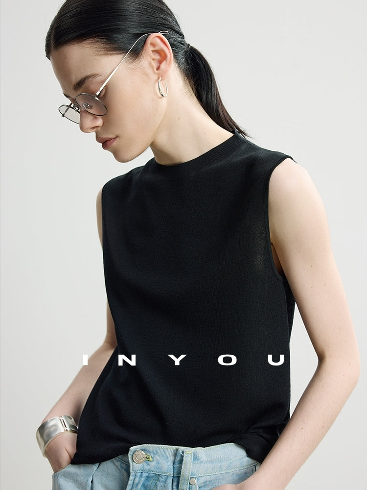 Round Neck Slim Sleeveless Tops_BDHL7484