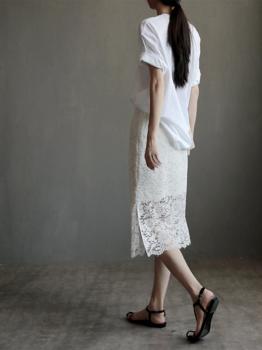 Round Neck Shirt And Fishtail Skirt Set_BDHL7635
