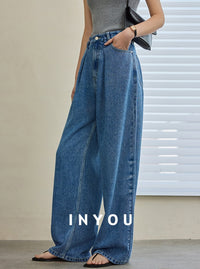 Wide Leg Draped Jeans Pants_BDHL6019