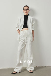 Draped Elastic Waist Wide Pants_BDHL6122