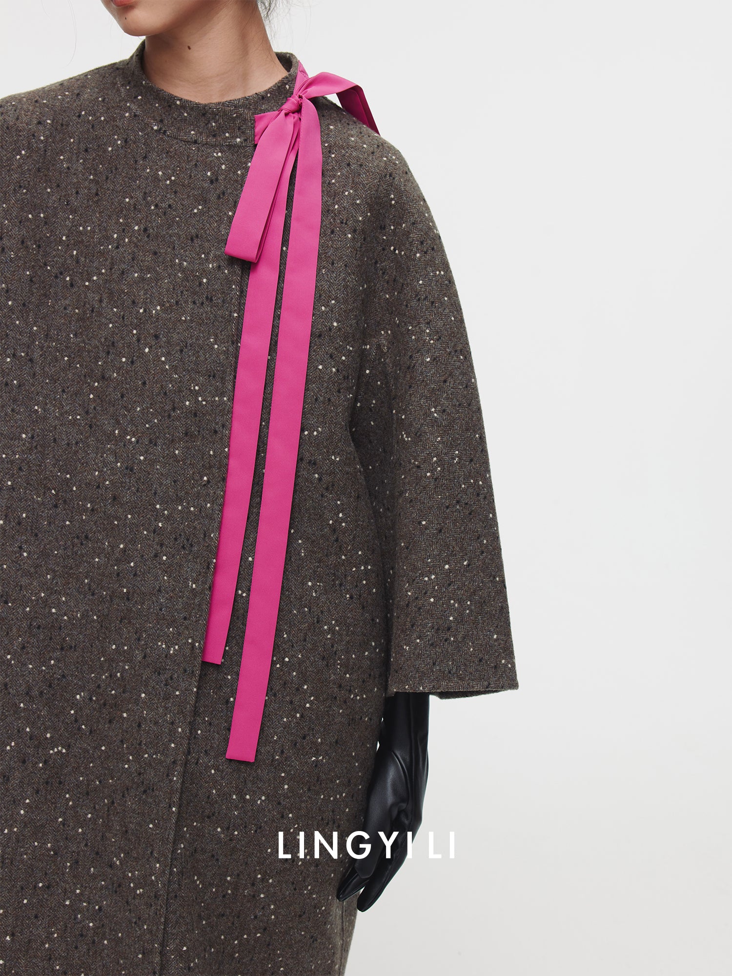 Ribbon Tie Collar Straight Coat_BDHL6758