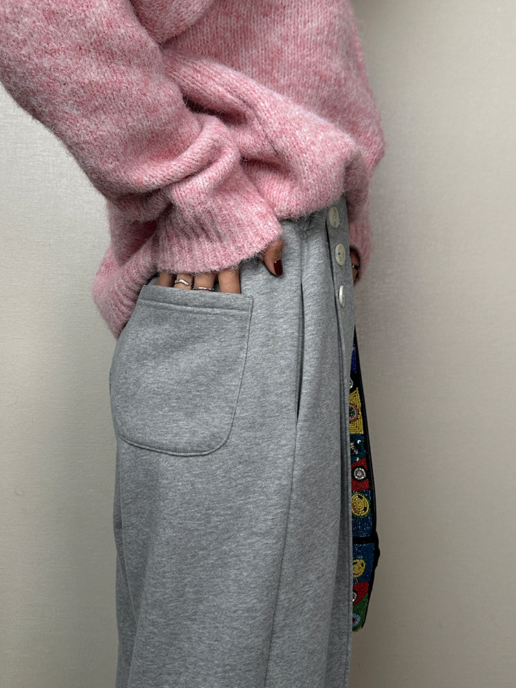 Button-Tuck Wide Sweatpants_BDHL6849