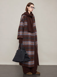 Plaid V-Neck Long Coat_BDHL6605