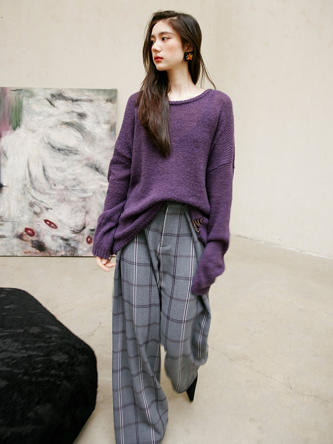 Relaxed Tucked Chequered Pants_BDHL6749