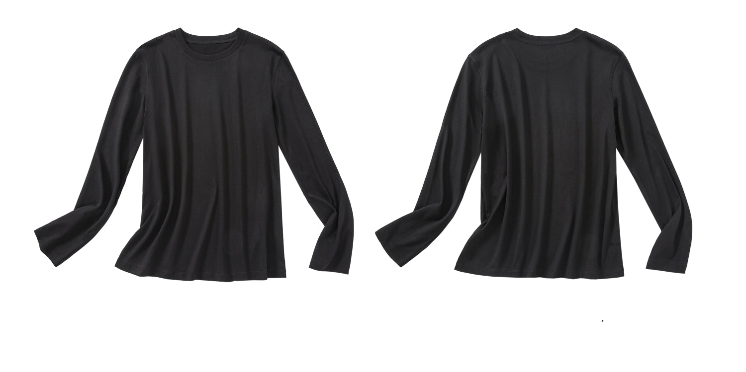 Slim Round Neck Long Sleeve Tops_BDHL7665