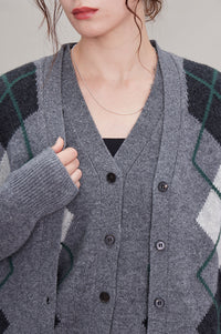 Argyle Knitted Vest Or Cardigan_BDHL6630