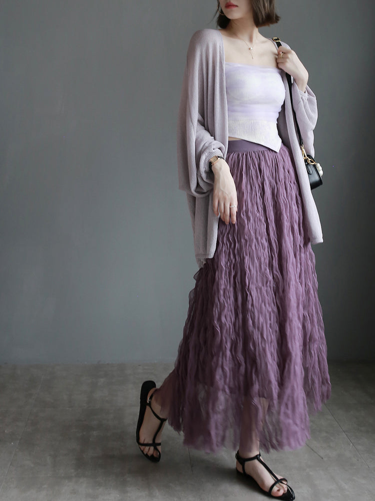 3D Wave Romantic Mesh Skirt_BDHL6517