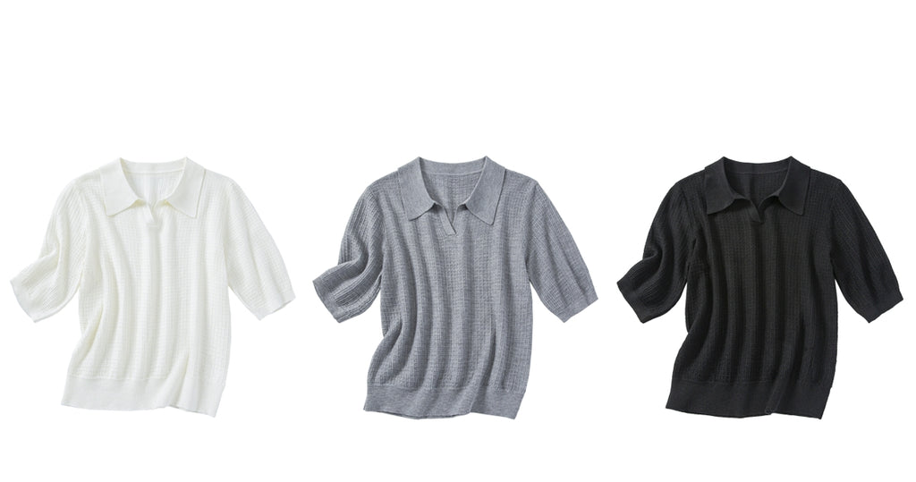 Waffle Lapel Polo Shirt_BDHL7615