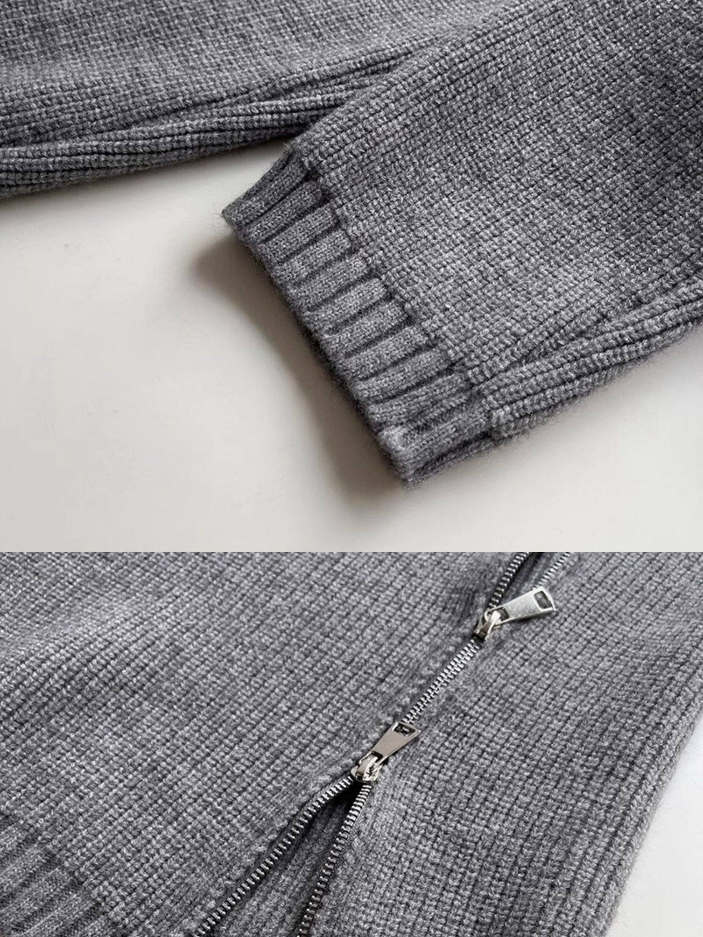 Zipper Turtleneck Loose Knit Tops_BDHL8036