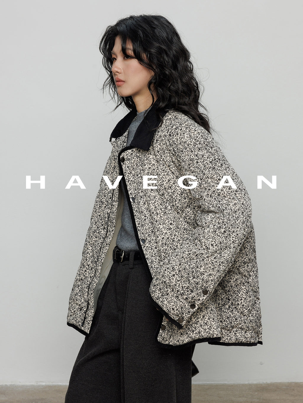 翻領花卉羽絨衣_BDHL7887