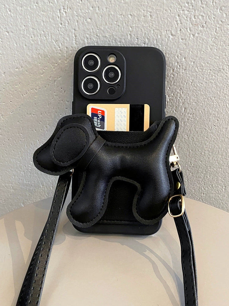 簡約小狗卡包斜背包 iPhone 手機殼_HL3304