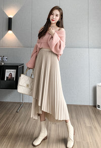 Irregular A-Line Pleated Skirt_BDHL7219