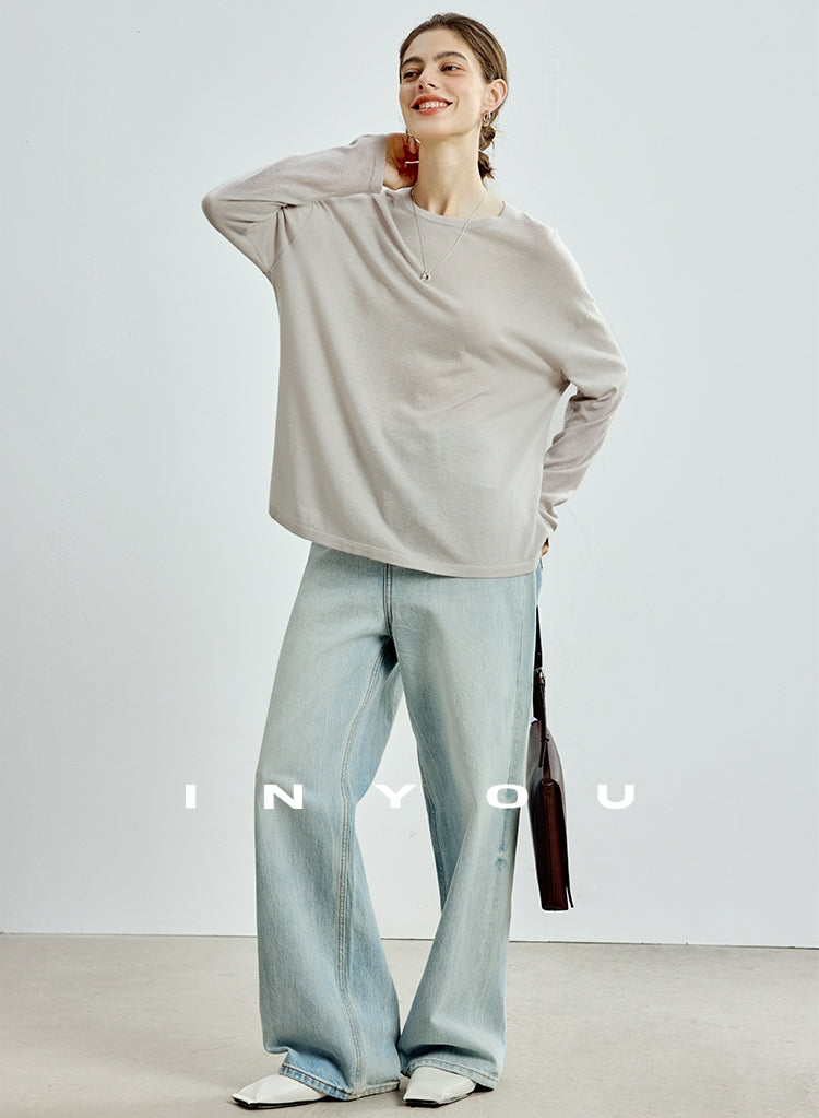 Round-Neck Loose-Fit Knit Tops_BDHL7752