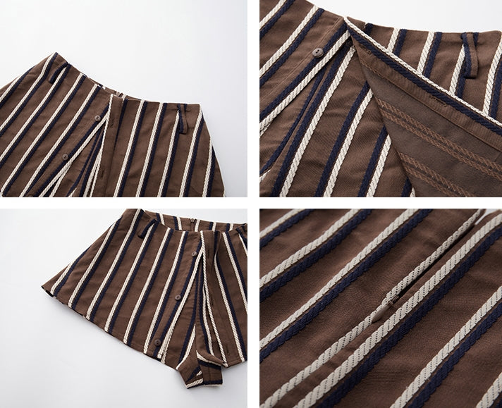 Shirt-Layer Style Striped Shorts_BDHL6753