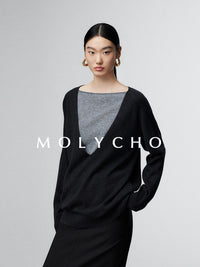 Round Neck Splice Knit_BDHL6518