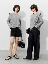 Asymmetric Round Neck Sweatshirt_BDHL7014