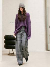 Relaxed Tucked Checkered Pants_BDHL6749