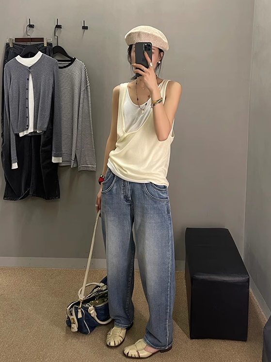 Two-Piece Style Sleeveless Tops_BDHL7408