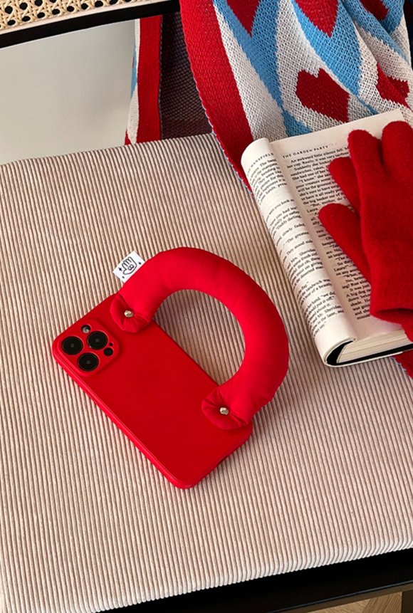 Red Leather Wristband iPhone Case with Cotton Filling_HL3268