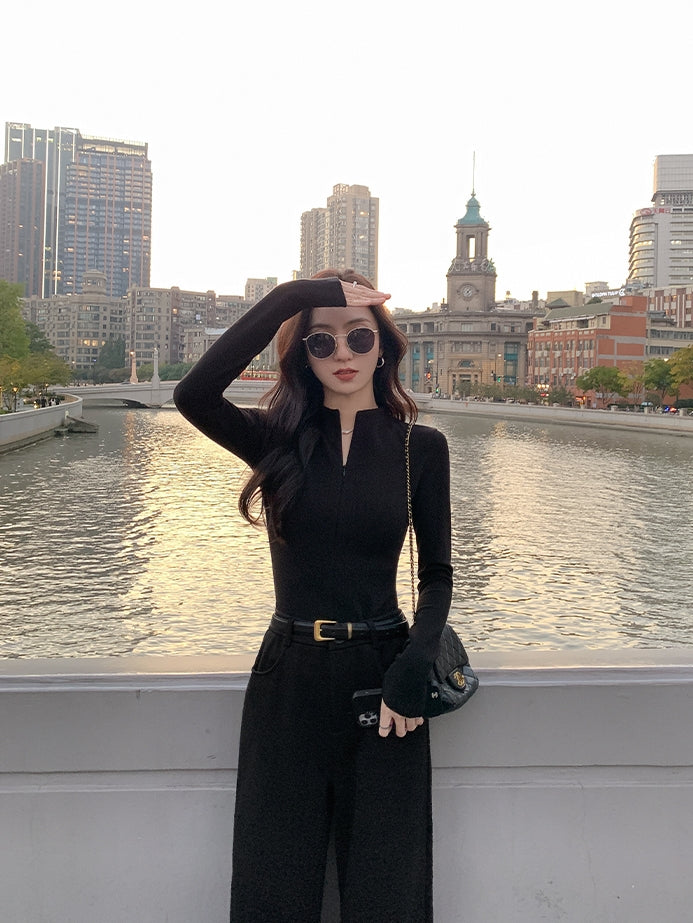 Half-Open Collar Knit Tops_BDHL8027