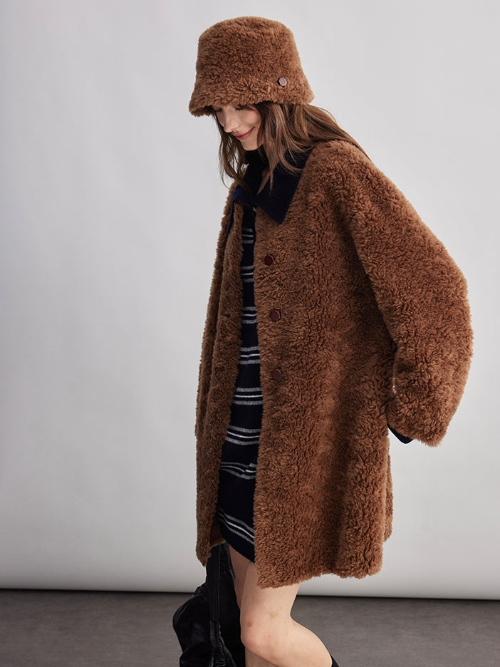 Fluffy Collarless Coat_BDHL7940