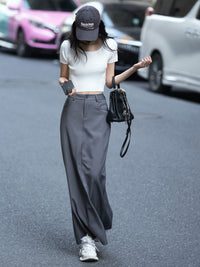 High-Waisted Slit Long Skirt_BDHL6373