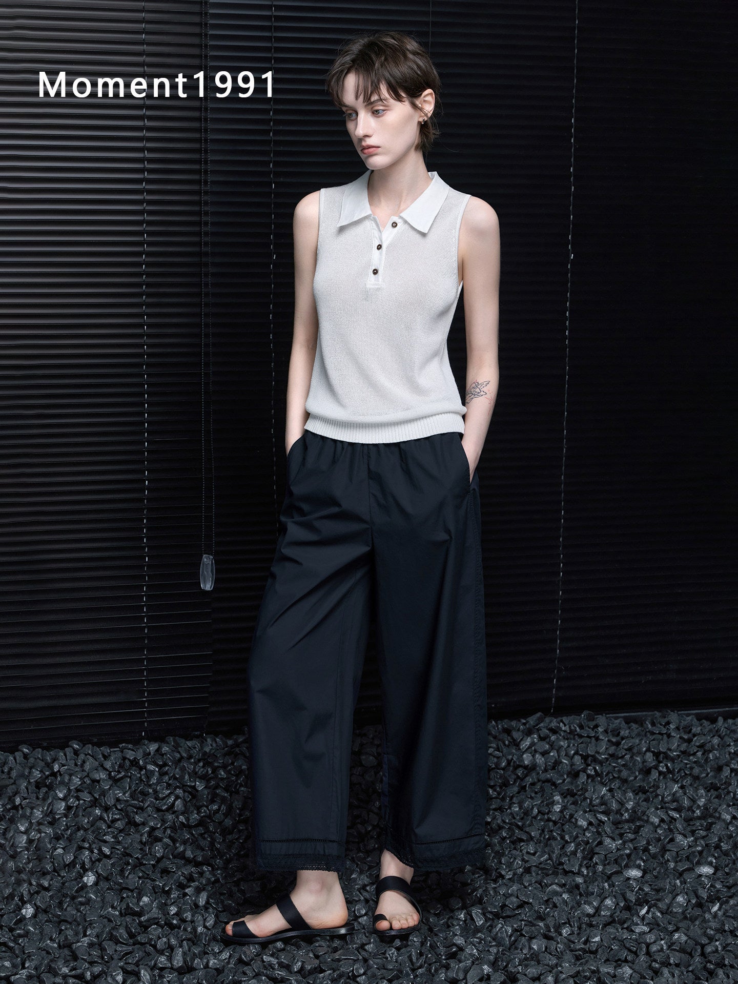 Cotton Elastic Waist Wide-Leg Pants_BDHL8346