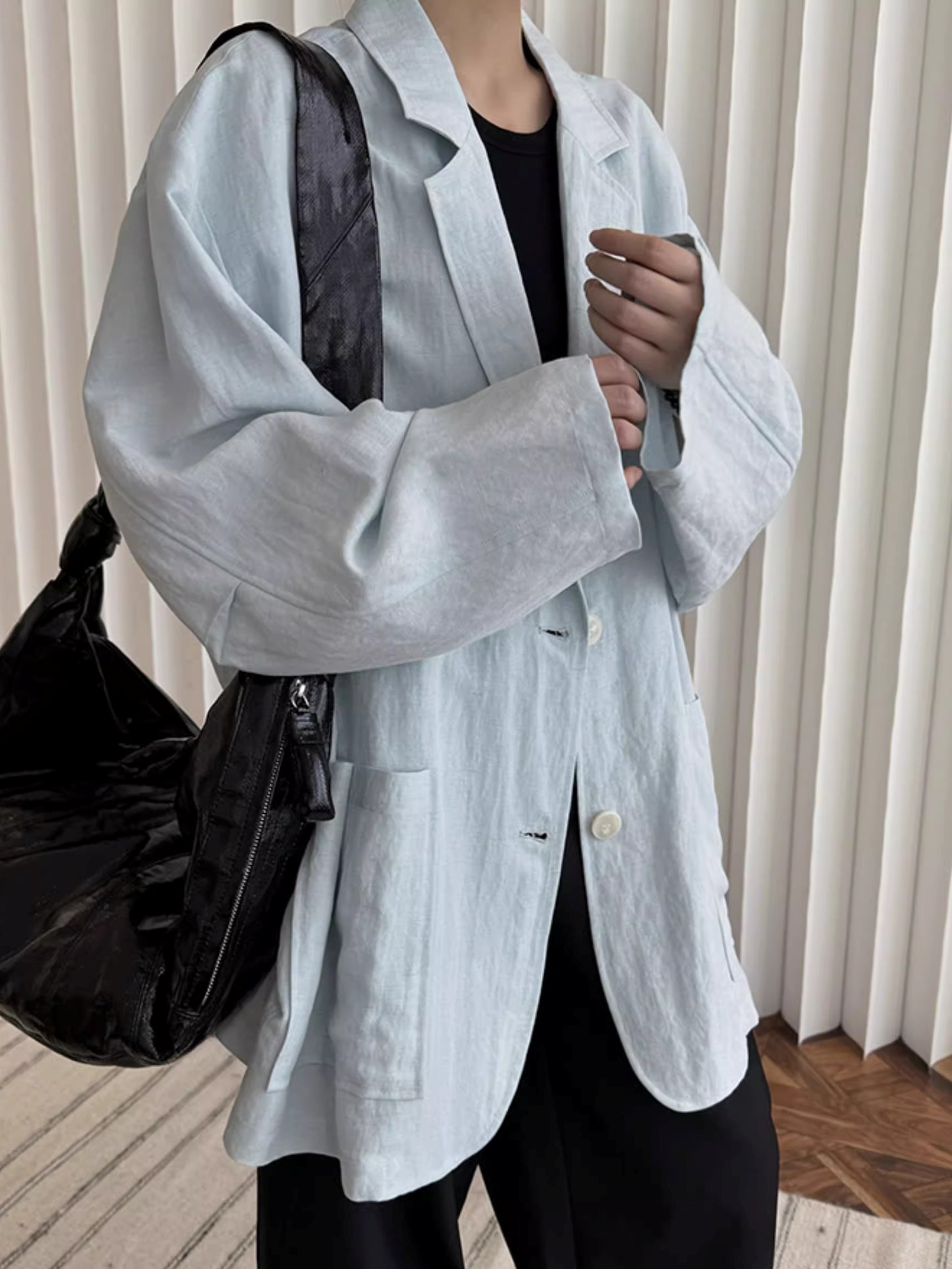 寬鬆亞麻西裝外套_BDHL7380