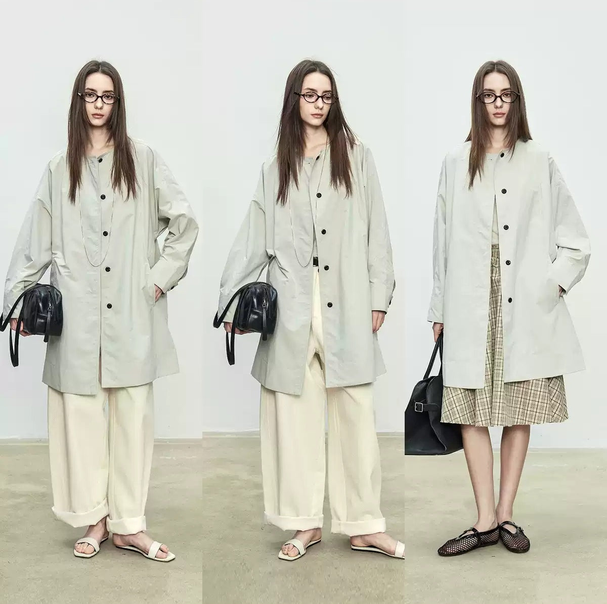 Collarless Long Windbreaker_BDHL7102