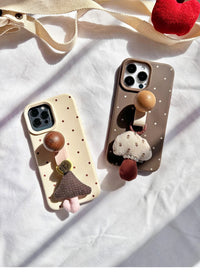 Wooden Mushroom Stand Cute Mushroom Charm Phone Case_HL3271