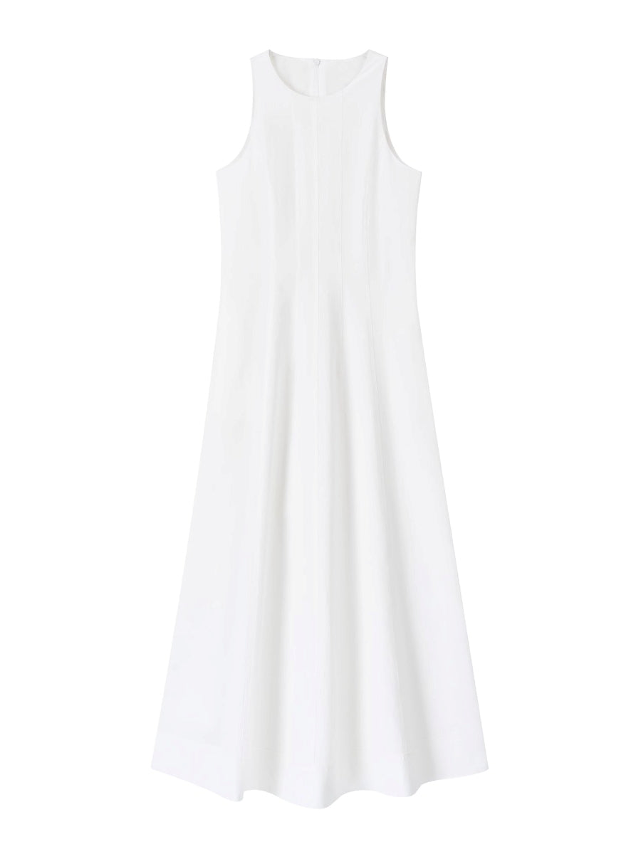 Tucks Long White Dress_BDHL7551
