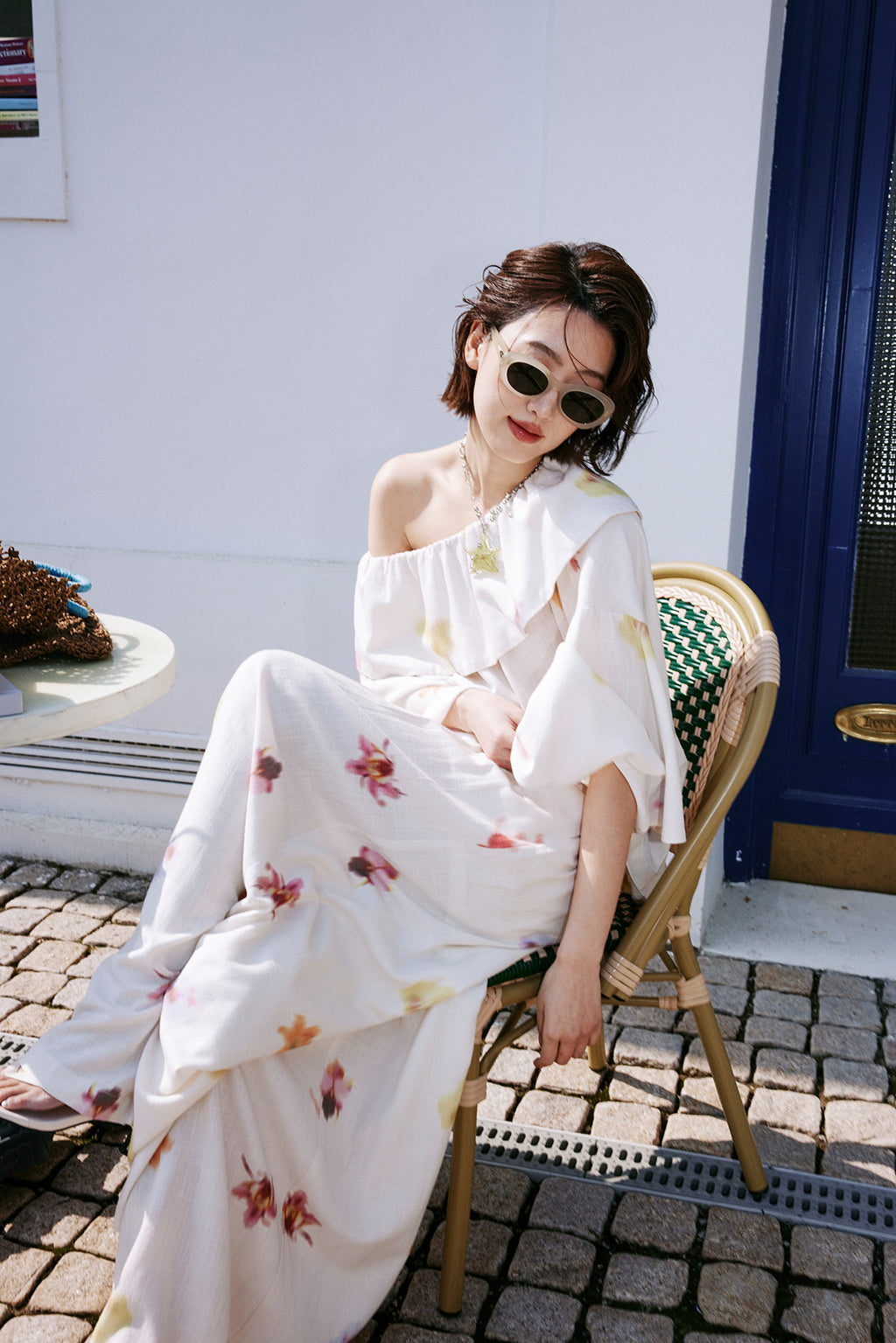 Floral Print Off-Shoulder Top or Wide-leg Pants_BDHL8234