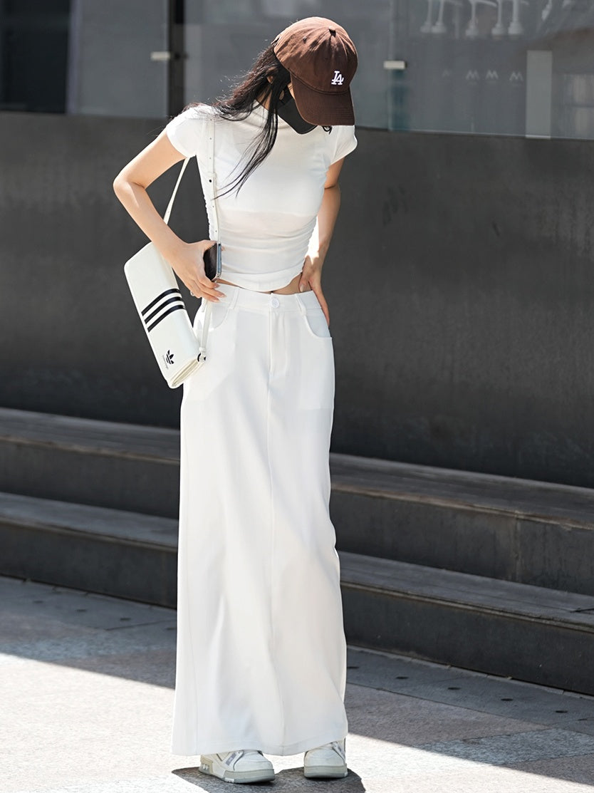 High-Waisted Slit Long Skirt_BDHL6373