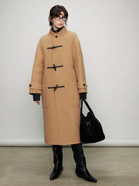 Stand Collar Horn Button Coat_BDHL6922