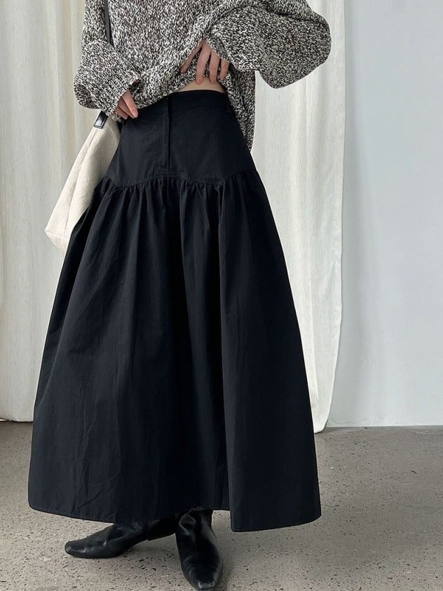 High-Waisted 3D Pleated Skirt_BDHL8043