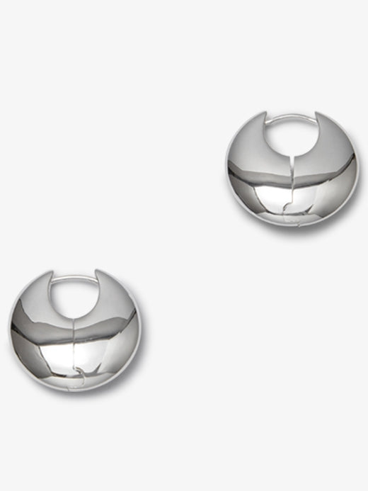 Round Silver Pierced Earrings_BDHL7463