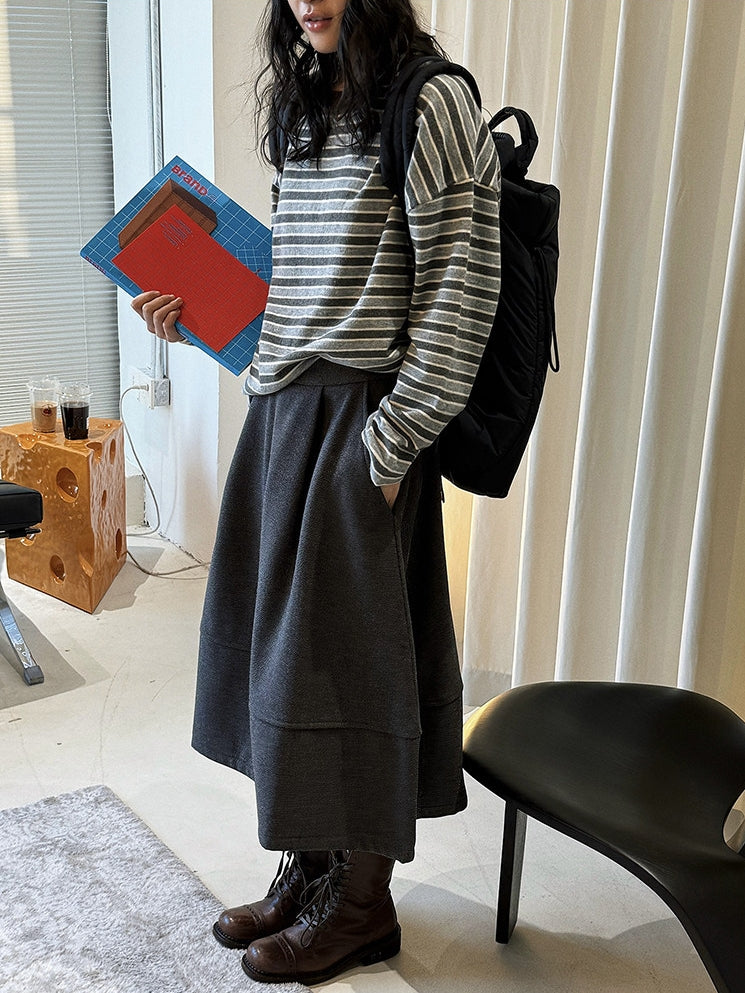 Patchwork A-Line Midi Skirt_BDHL8153