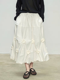 Flower Bud Elastic Pleated Skirt_BDHL7094