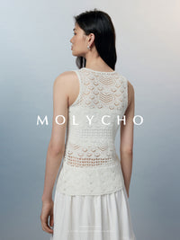 Knitted Hollow Sleeveless Tops_BDHL7433