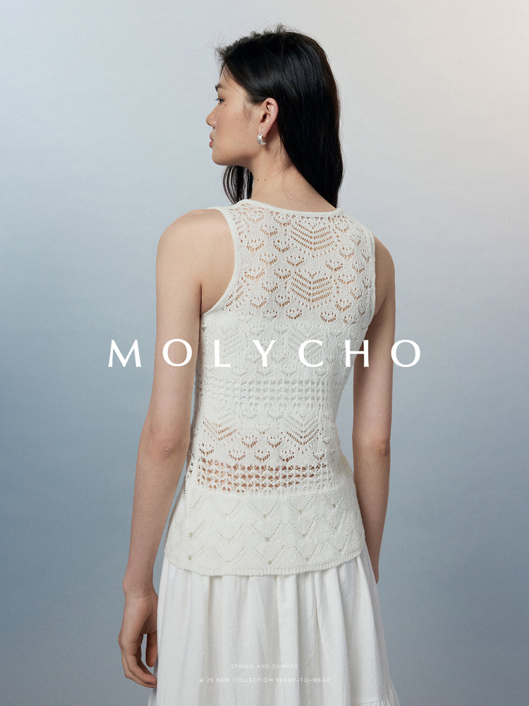 Knitted Hollow Sleeveless Tops_BDHL7433