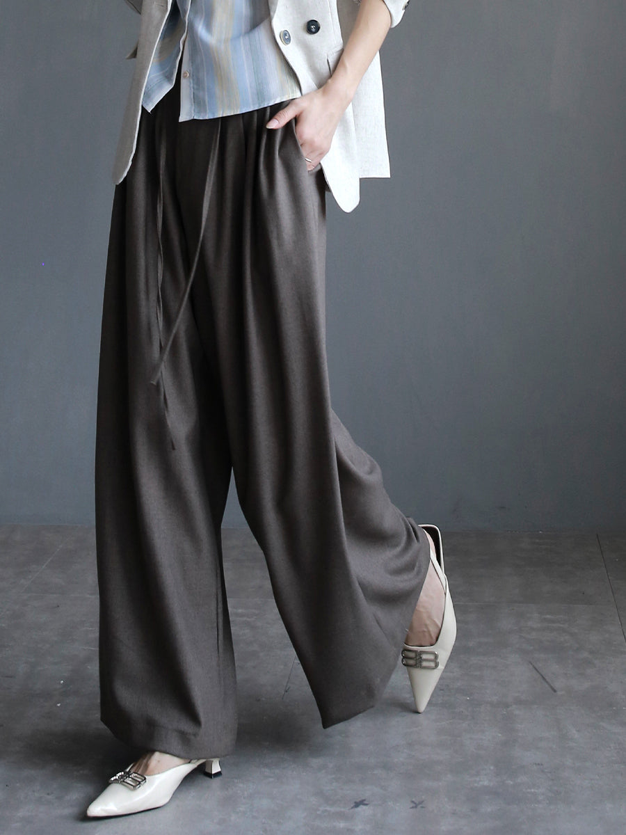 Pleated Drawstring Wide Pants_BDHL7763
