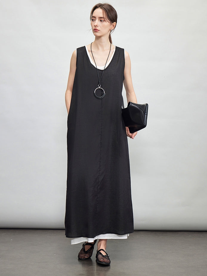U-Neck Sleeveless Dress Set_BDHL7599