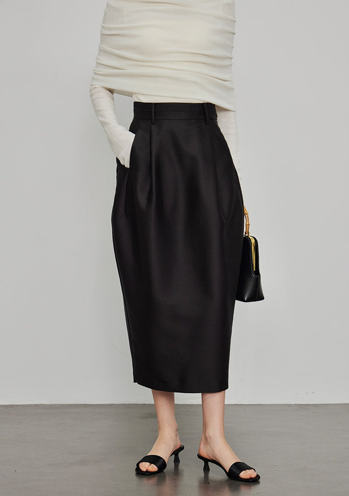 High-Waisted Pleated Bud Skirt_BDHL6491
